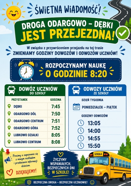 📢🚌 Drodzy Rodzice i Uczniowie! Mamy dobrą wiadomość! 🚌📢